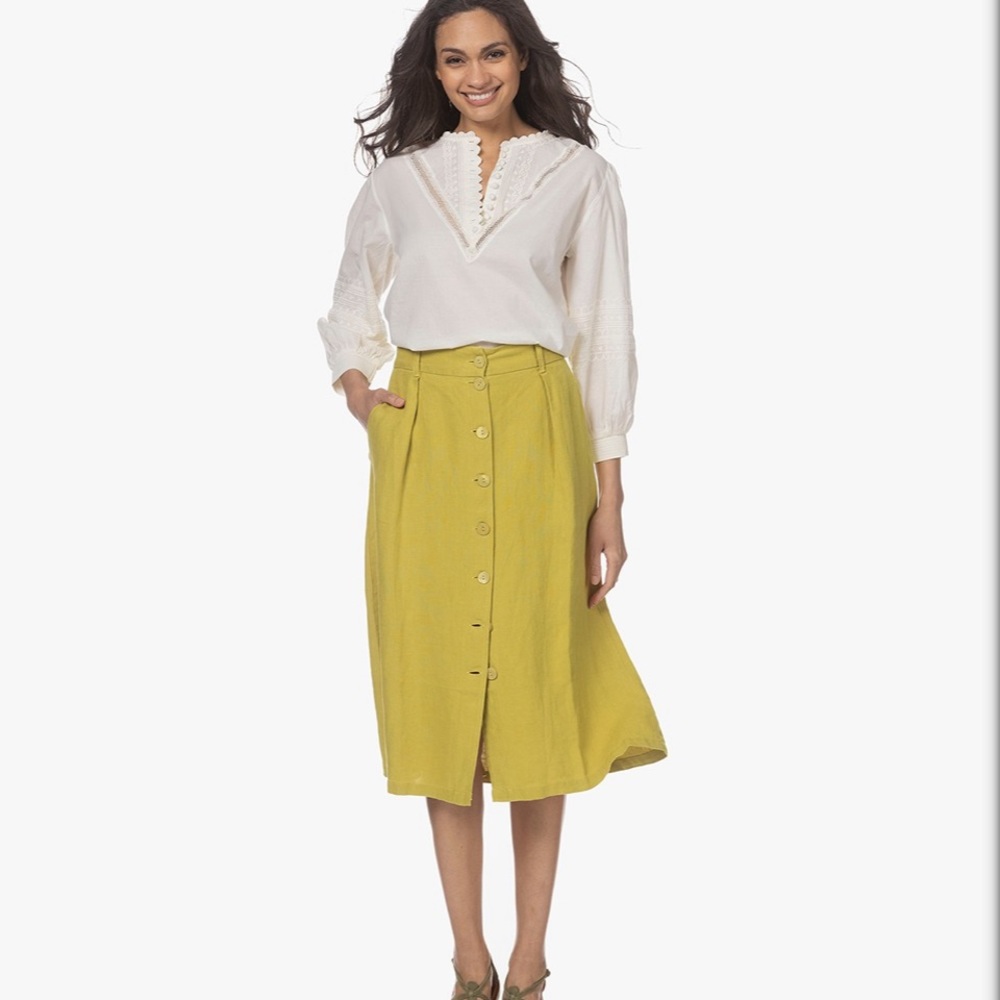 Indi & Cold linen skirt, pistachio, XS